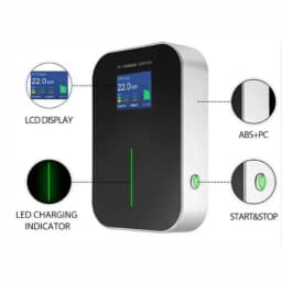 Carregador Carro Elétrico 32A Trifásico Sem Ficha 10M LCD Tipo 2 22kW - ecrã LCD 22kW, indicador LED verde e botão start/stop