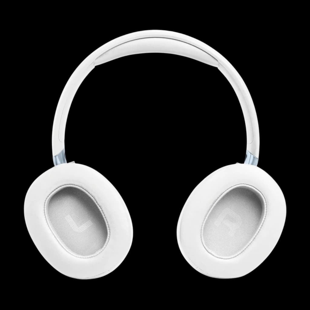 JBL Tune 780NC Branco com design over-ear acolchoado, hastes ajustáveis e conchas ovais L e R visíveis; estilo minimalista e acabamento branco mate