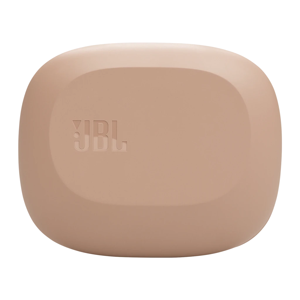 JBL Sense Lite Inalámbricos IP54 32 h Beige: estuche beige con logo JBL y audífonos tipo aro sobre la oreja, diseño ergonómico y compacto, acabado mate - Ítem8