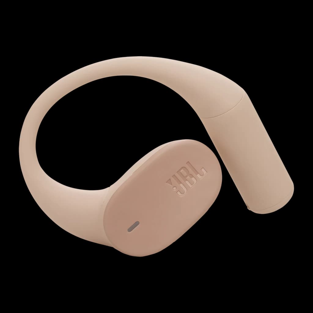 JBL Sense Lite Inalámbricos IP54 32 h Beige, auricular de aro abierto en color beige con logo JBL en relieve y luz LED, diseño ergonómico resistente al