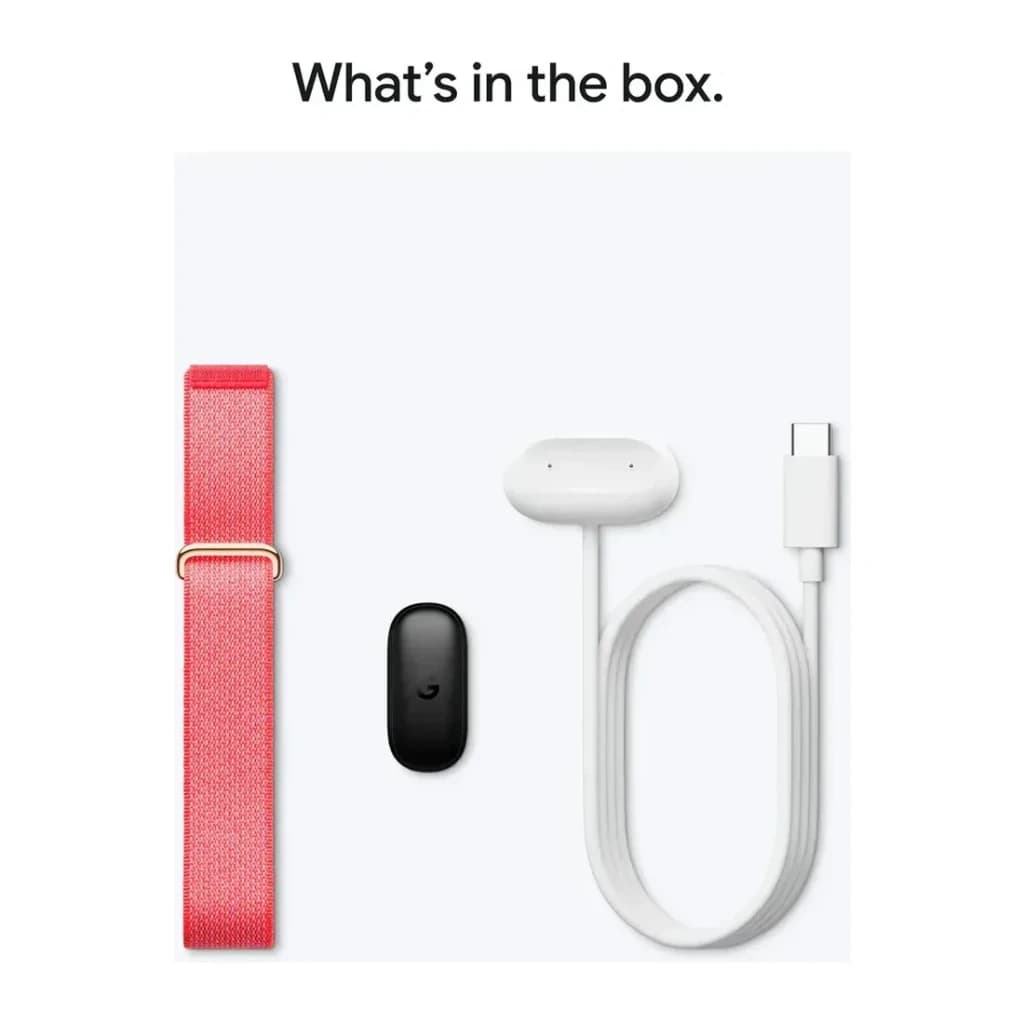 Fitbit Air Berry Vermelho Monitor Frequência Cardíaca, SpO2, Temperatura Pele Bateria 7 Dias 50m, conteúdo caixa: tracker