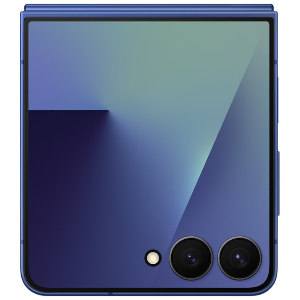 Samsung Galaxy Z Flip7 5G azul marinho, dobrável, tela interna ampla com furo central, duas câmeras traseiras e acabamento premium; renovado, excelente - Item1
