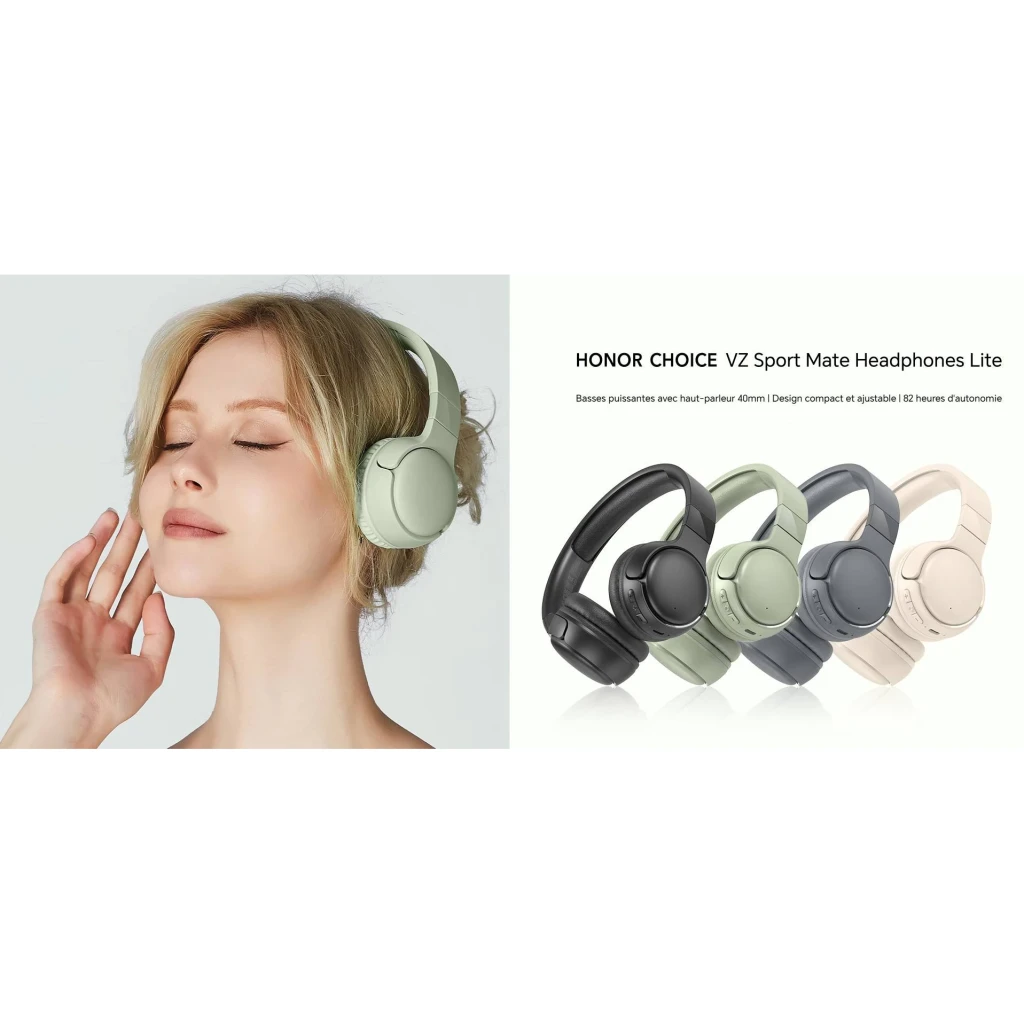 Auriculares Honor Choice VZ Sport Mate Headphones Lite SHB-ME00 Diadema Verde, lifestyle: mujer con auriculares verdes y 4