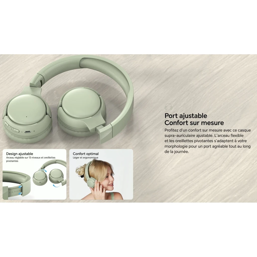 Auriculares Honor Choice VZ Sport Mate Headphones Lite SHB-ME00 Diadema Verde, lifestyle: diadema plegada sobre superficie