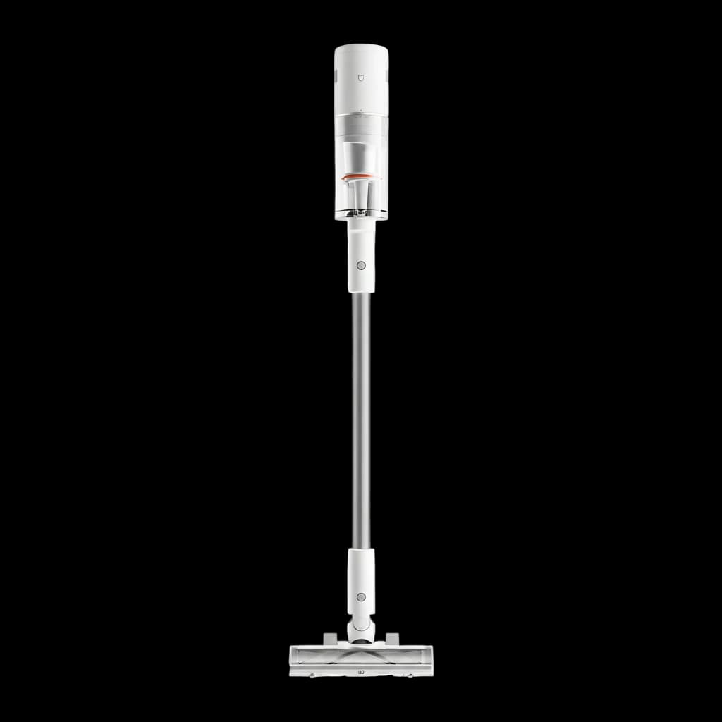 Aspiradora escoba Xiaomi Mijia sin cable blanca, cuerpo esbelto con tubo metálico, cabezal rectangular articulado y depósito transparente desmontable