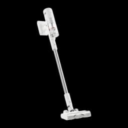 Aspiradora Escoba Xiaomi Mijia Vacuum Cleaner 4 sin cable, cuerpo blanco y gris, depósito transparente, cabezal ancho con luz LED y soporte de pared
