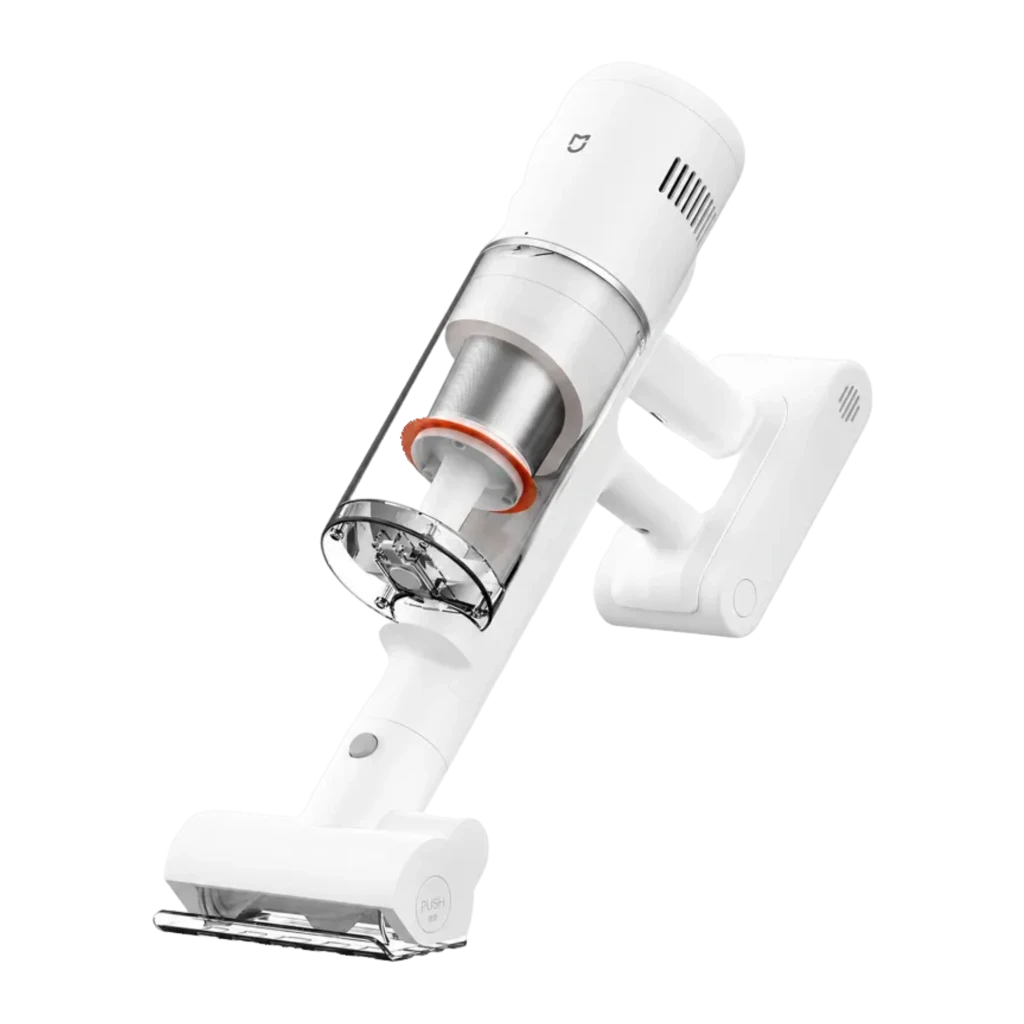 Aspiradora escoba Xiaomi Mijia sin cable blanca, cuerpo esbelto con tubo metálico, cabezal rectangular articulado y depósito transparente desmontable - Ítem2
