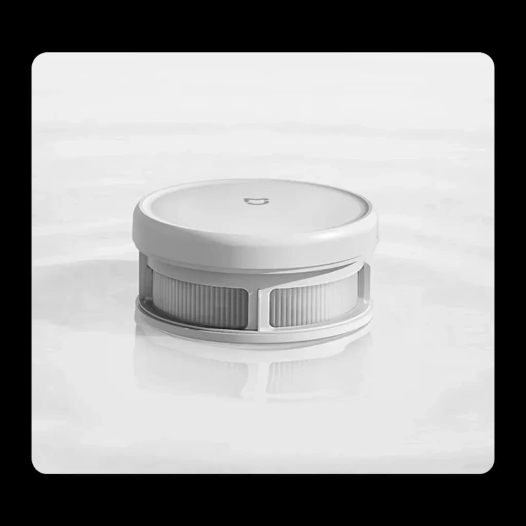 Filtro redondo Xiaomi Mijia 4C blanco con malla plisada y tapa superior, componente de repuesto para aspiradora escoba, diseño compacto y minimalista