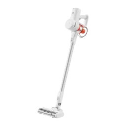 Aspiradora escoba Xiaomi Mijia 4C sin cable, cuerpo blanco minimalista, depósito naranja, tubo largo y cepillo motorizado de piso con cabezal articulado