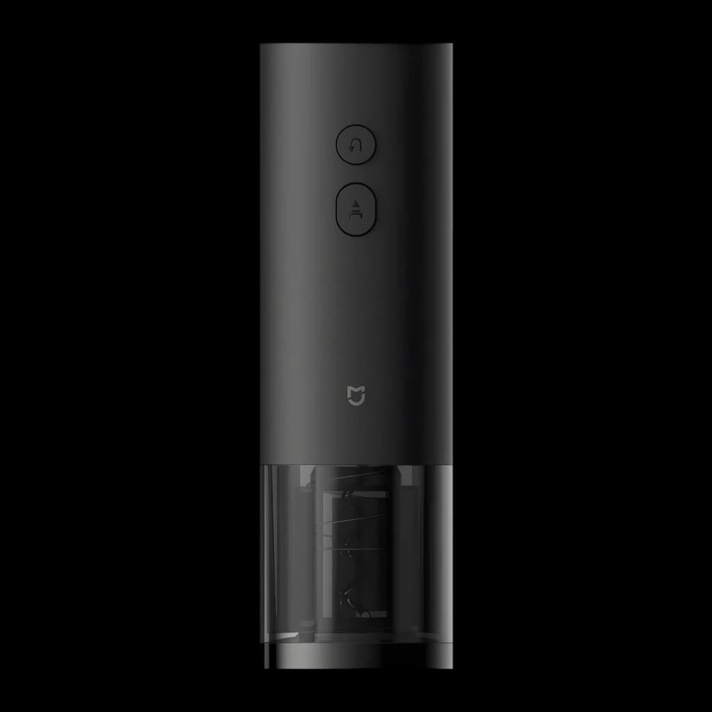 Tire-bouchon électrique Xiaomi Mijia Electric 170 Bouteilles en aluminium noir mat, corps cylindrique avec deux boutons et fenêtre transparente du mécanisme