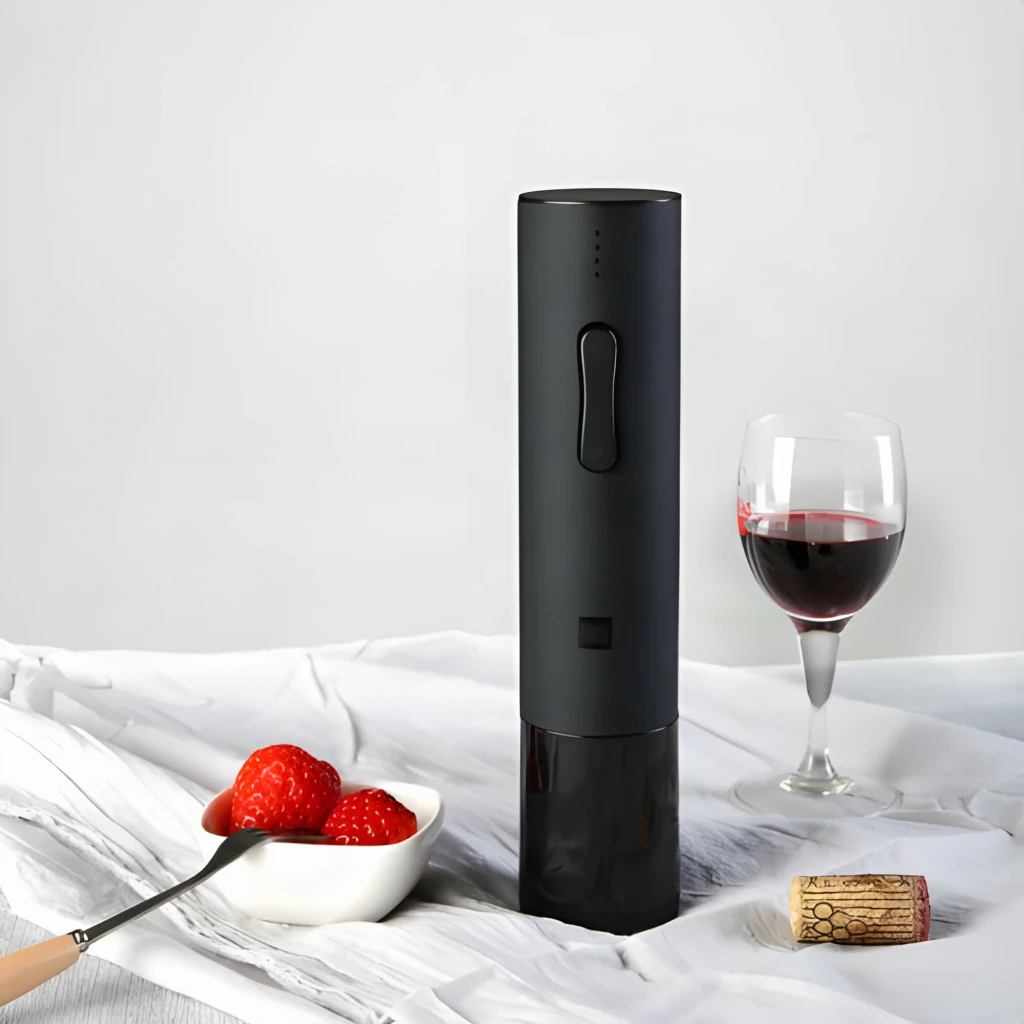 Abrebotellas eléctrico Xiaomi Mijia Electric 170 Botellas en color negro mate, cilindro compacto con dos botones frontales y base transparente que deja ver el - Ítem7