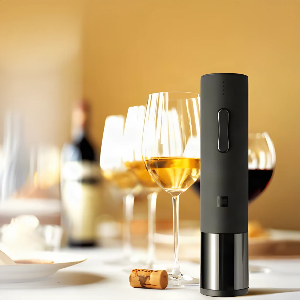 Abrebotellas eléctrico Xiaomi Mijia Electric 170 Botellas en color negro mate, cilindro compacto con dos botones frontales y base transparente que deja ver el - Ítem6