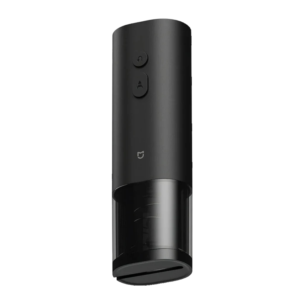 Abrebotellas eléctrico Xiaomi Mijia Electric 170 Botellas en color negro mate, cilindro compacto con dos botones frontales y base transparente que deja ver el - Ítem2