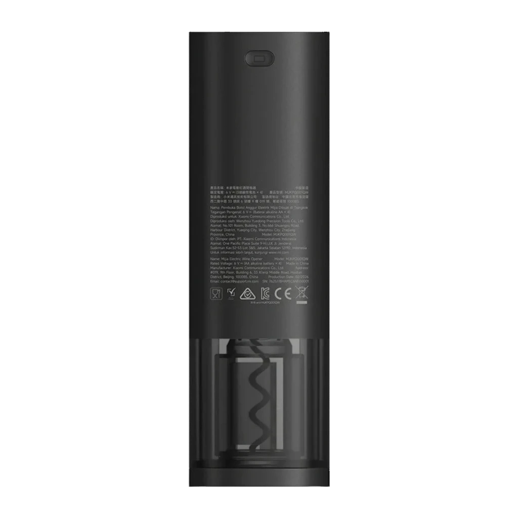 Abrebotellas eléctrico Xiaomi Mijia Electric 170 Botellas en color negro mate, cilindro compacto con dos botones frontales y base transparente que deja ver el - Ítem1