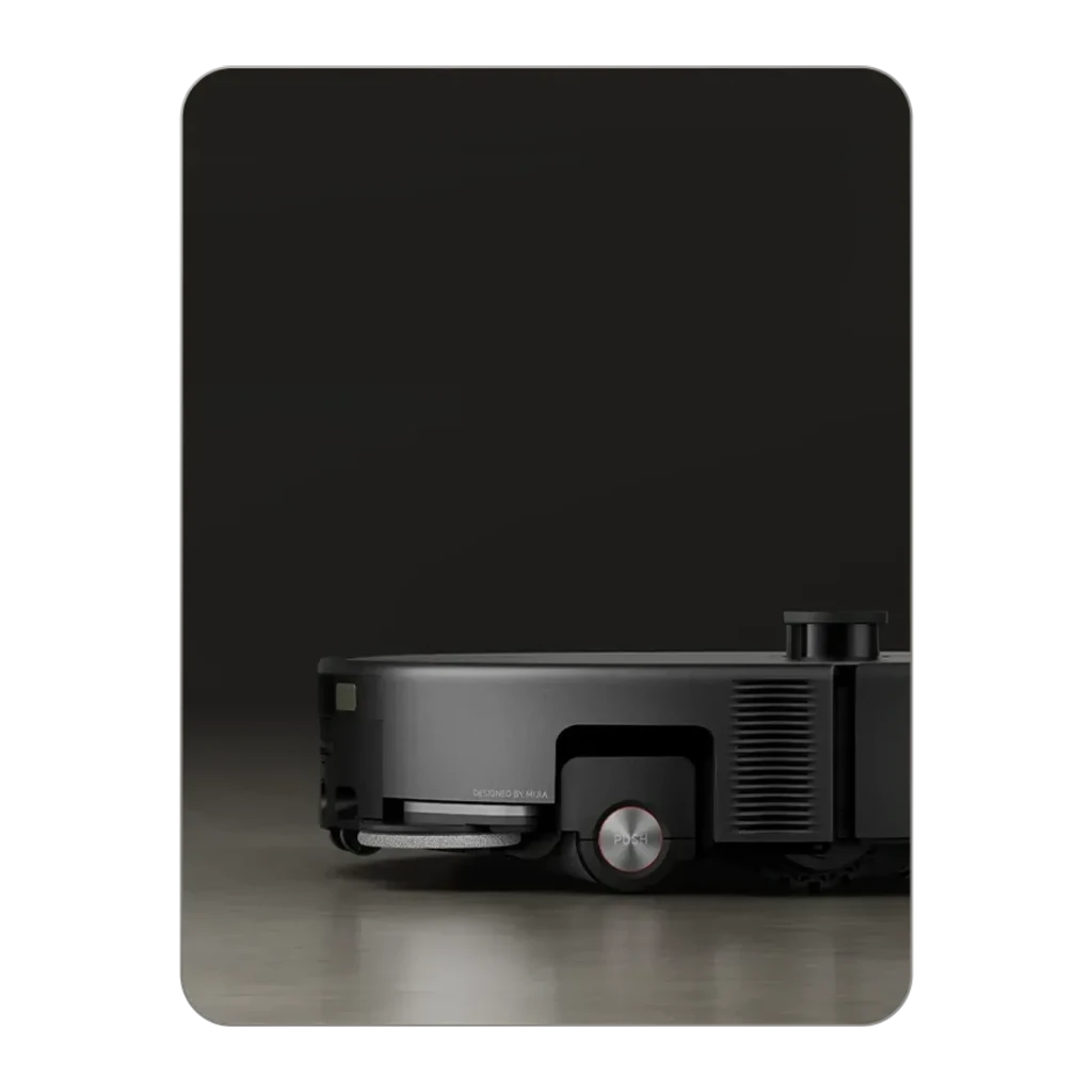 Estación base gris con robot aspirador Xiaomi Robot Vacuum 6 Max dToF + Triple Cámara AI; base alta y rectangular, robot circular con sensores frontales - Ítem8