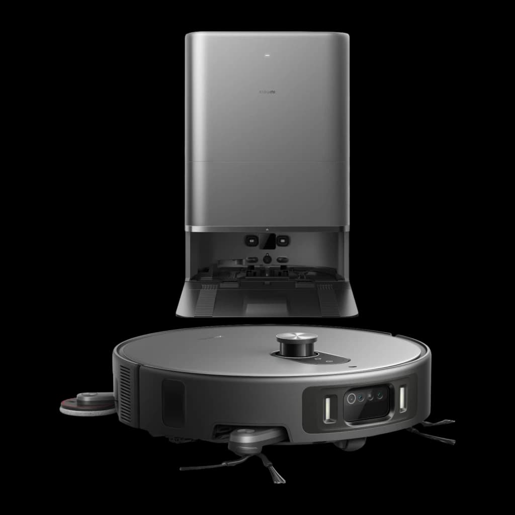Robot Aspirador Xiaomi Robot Vacuum 6 Max dToF + Triple Cámara AI con base de autovaciado, cuerpo gris, torreta láser superior y cepillos laterales duales