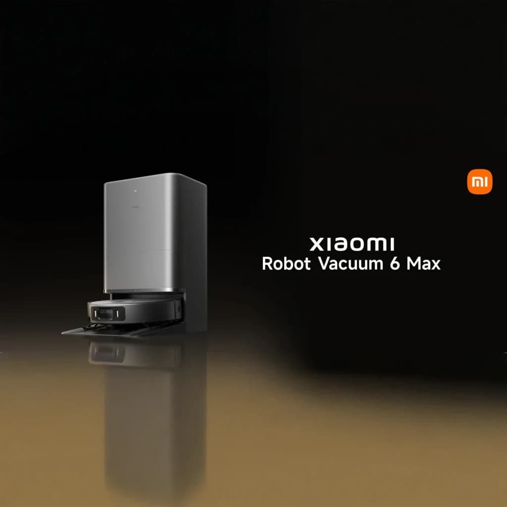 Robot Aspirador Xiaomi Robot Vacuum 6 Max dToF + Triple Cámara AI con base de autovaciado, diseño negro compacto y dock vertical elegante