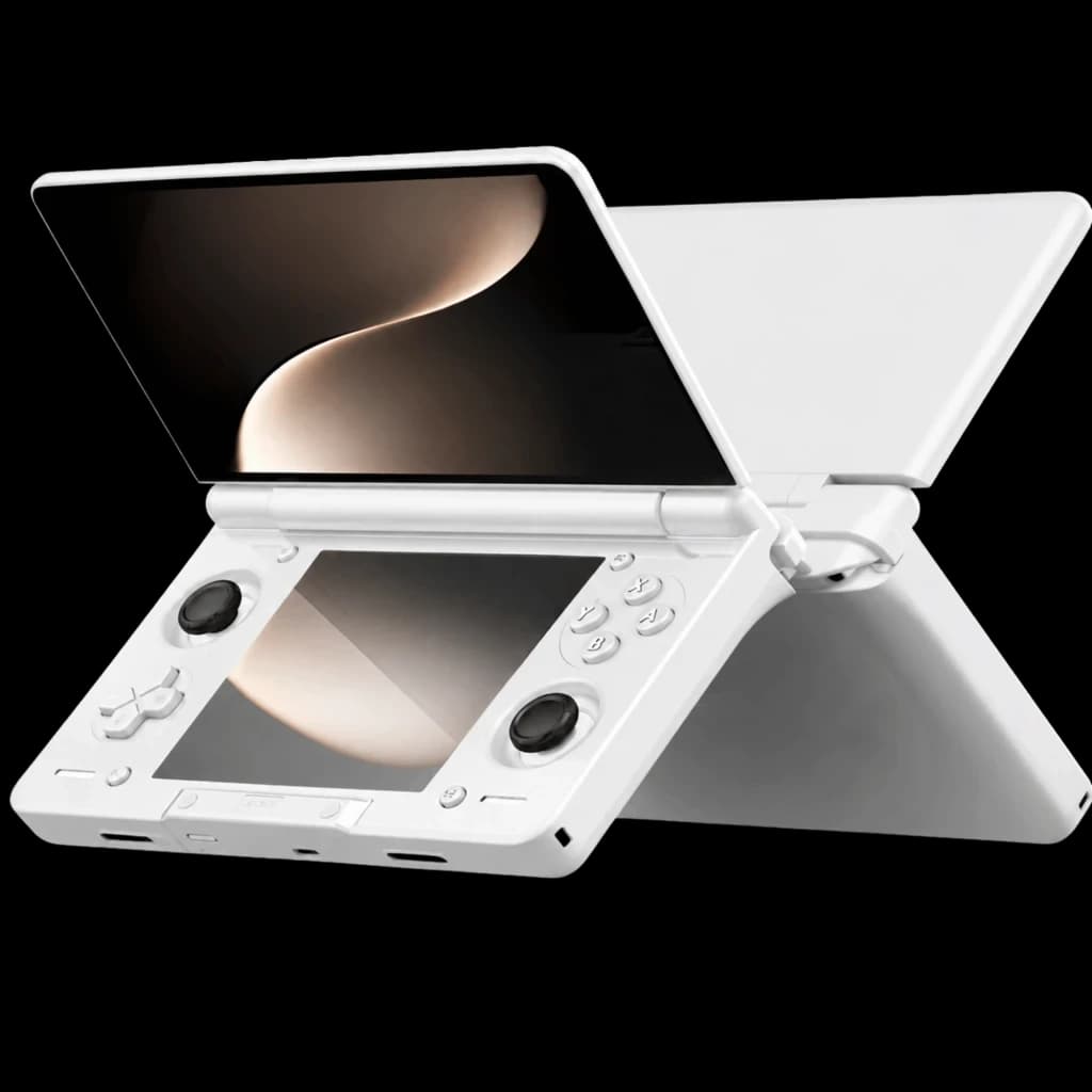 AYN Thor Max Blanc 16 Go/1 To avec double écran lumineux, boîtier blanc épuré, doubles sticks, croix directionnelle et boutons dédiés gaming portable