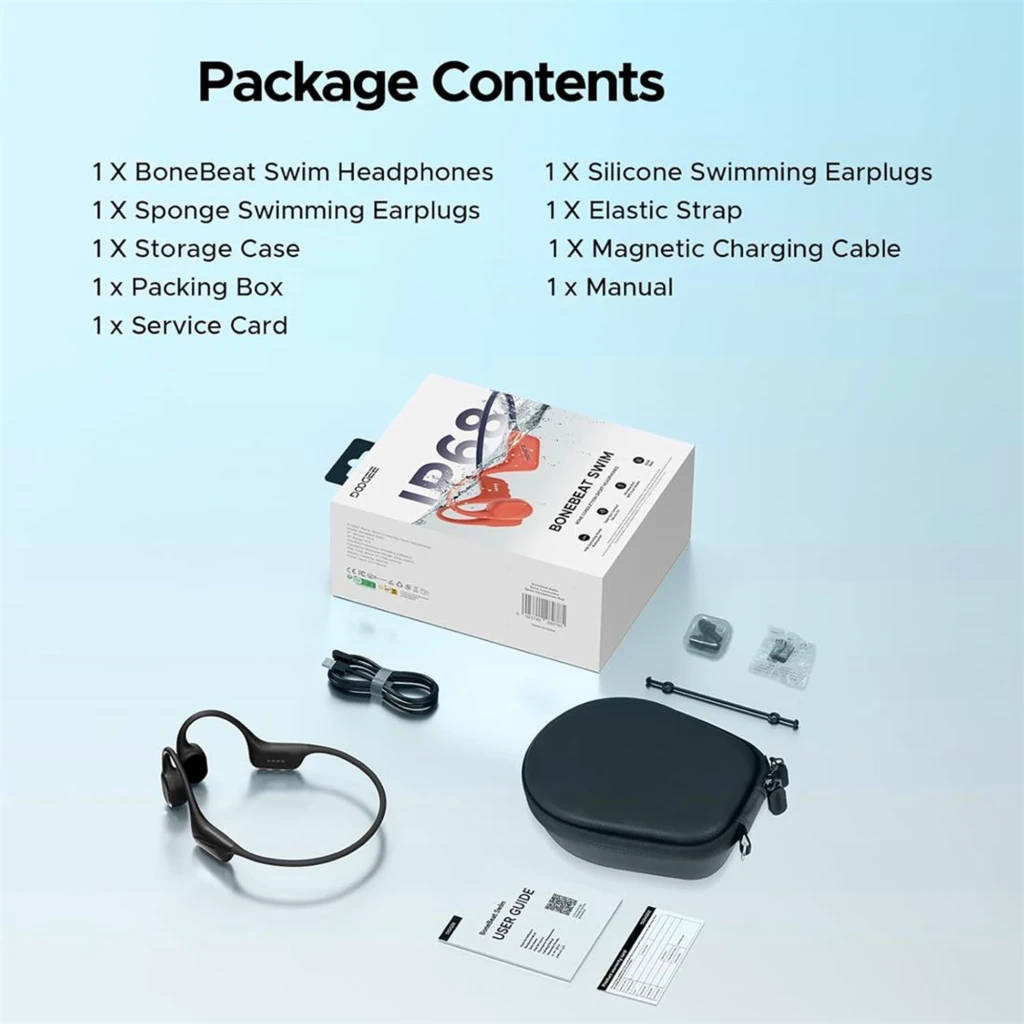 Auriculares Doogee BoneBeat Swim de diseño abierto, contorno de nuca flexible, color negro mate, módulos laterales compactos y contactos magnéticos de carga - Ítem2