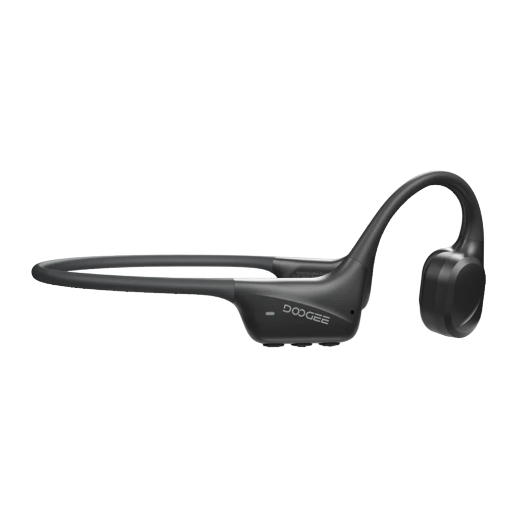 Auriculares Doogee BoneBeat Swim de diseño abierto, contorno de nuca flexible, color negro mate, módulos laterales compactos y contactos magnéticos de carga - Ítem13