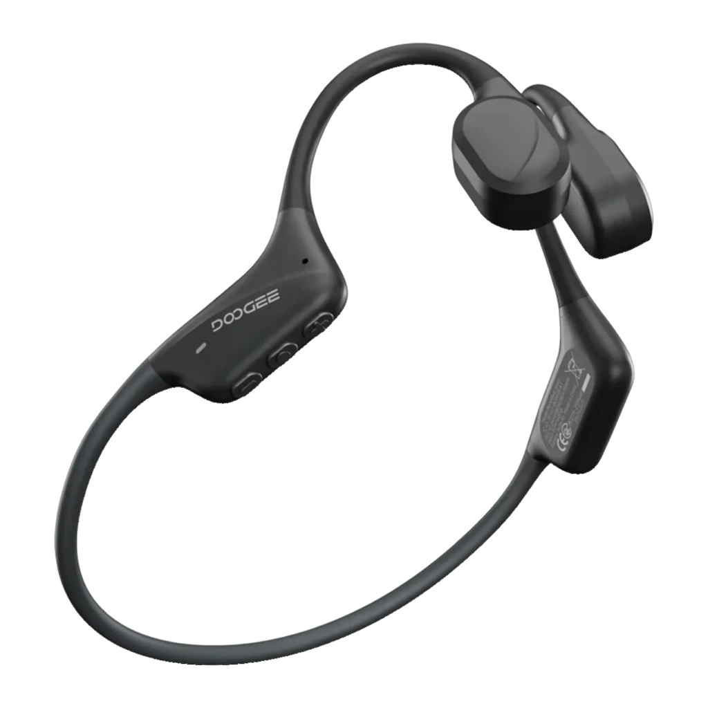 Auriculares Doogee BoneBeat Swim de diseño abierto, contorno de nuca flexible, color negro mate, módulos laterales compactos y contactos magnéticos de carga - Ítem11