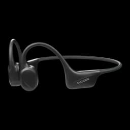 Casque Doogee BoneBeat Swim à conduction osseuse, design tour d oreille ouvert, arceau souple noir, boutons latéraux discrets, idéal pour sport et natation
