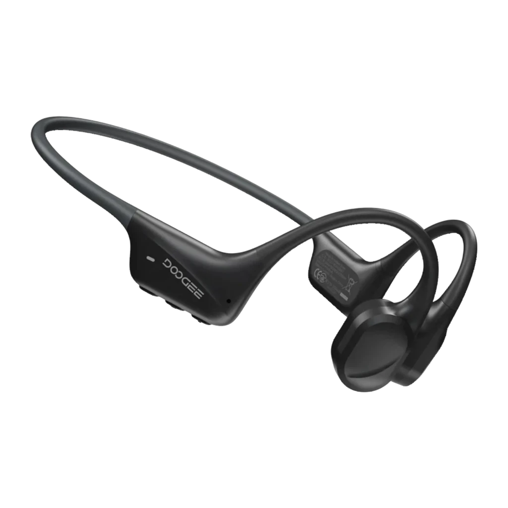 Auriculares Doogee BoneBeat Swim de diseño abierto, contorno de nuca flexible, color negro mate, módulos laterales compactos y contactos magnéticos de carga - Ítem9