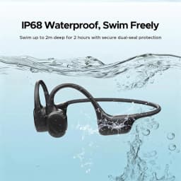 Casque Doogee BoneBeat Swim open-ear noir, arceau tour de tête flexible, étanche IP68 pour natation, design léger et épuré avec transducteurs latéraux
