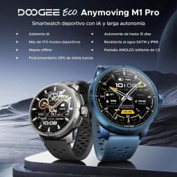 Doogee Anymoving M1 Pro Negro GPS Doble Banda L1+L5 con caja metálica, pantalla AMOLED 1.5 brillante, bisel numerado y correa perforada deportiva