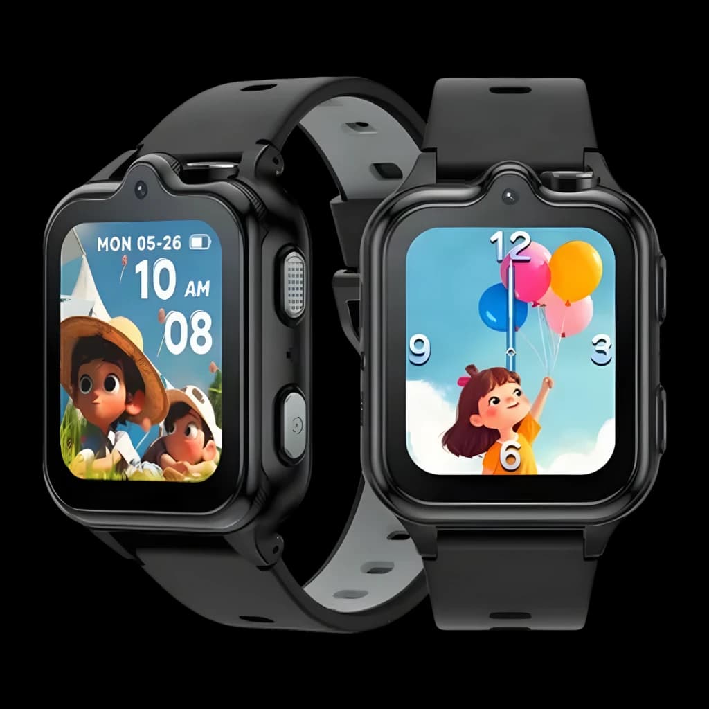 DOOGEE Anyscene S3 para niños en negro, pantalla táctil a color, correa de silicona, botones laterales, cámara frontal, esfera infantil, diseño resistente