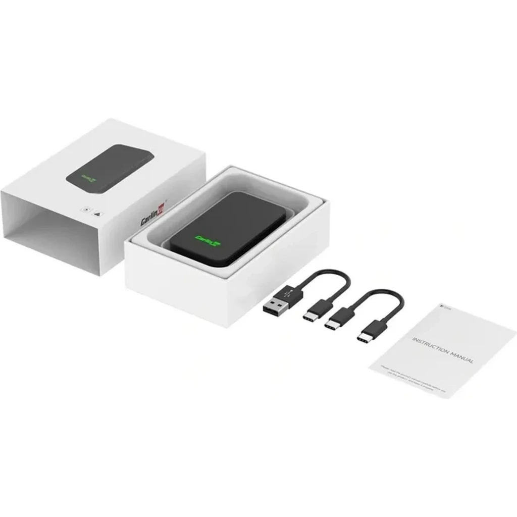 Adaptateur sans fil CarPlay Carlinkit Noir Bluetooth 5.2 2AIR-T, contenu de la boîte: adaptateur dans le bac, câbles USB-C