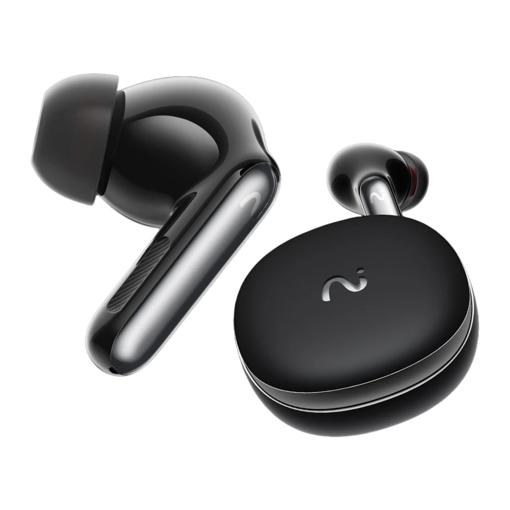Auriculares VIAIM Recdot 2 TWS negros con estuche ovalado mate, dos earbuds in-ear brillantes con indicador LED rojo y marcas L y R visibles - Ítem2