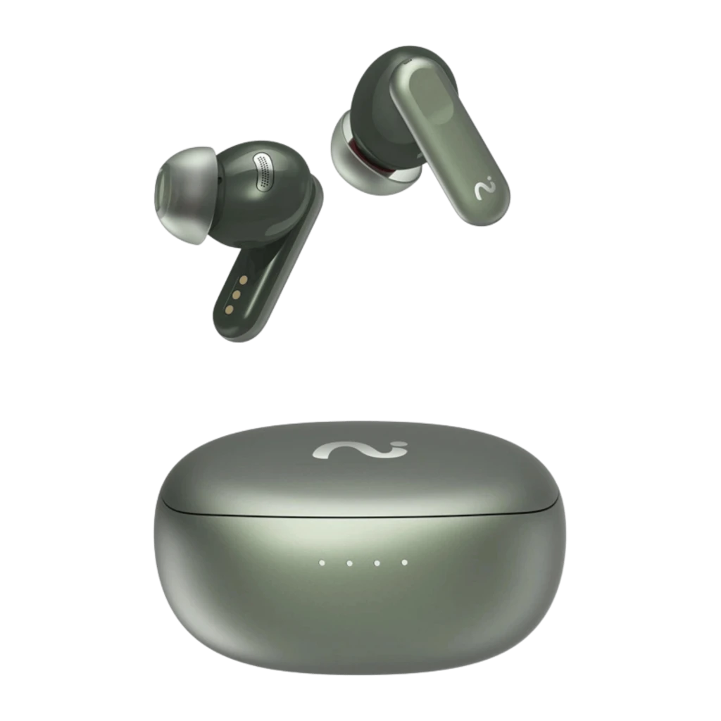 Auriculares VIAIM Nano+ AI con grabadora de voz Verde; estuche compacto mate verde, tapa abatible y LED frontales, earbuds in-ear con logo y ajuste ergonómico - Ítem8