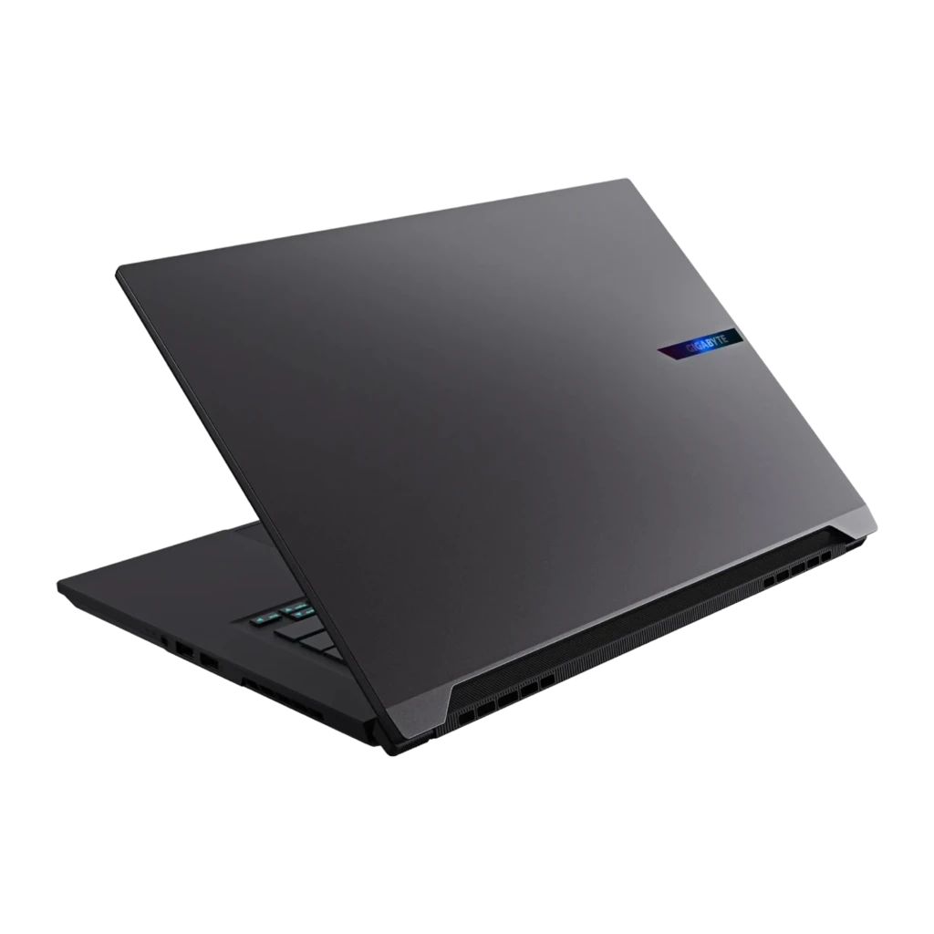 GIGABYTE AERO X16 2TB gris espacial, vista frontal: pantalla QHD 165Hz con logo AERO, teclado RGB y especificaciones RTX AMD - Ítem3
