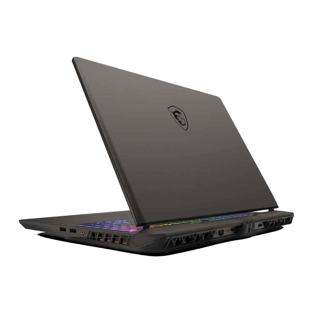 MSI Vector 16 HX AI 1TB Cinzento, vista frontal: ecrã com logo dragão MSI e teclado RGB multicolor iluminado - Item5