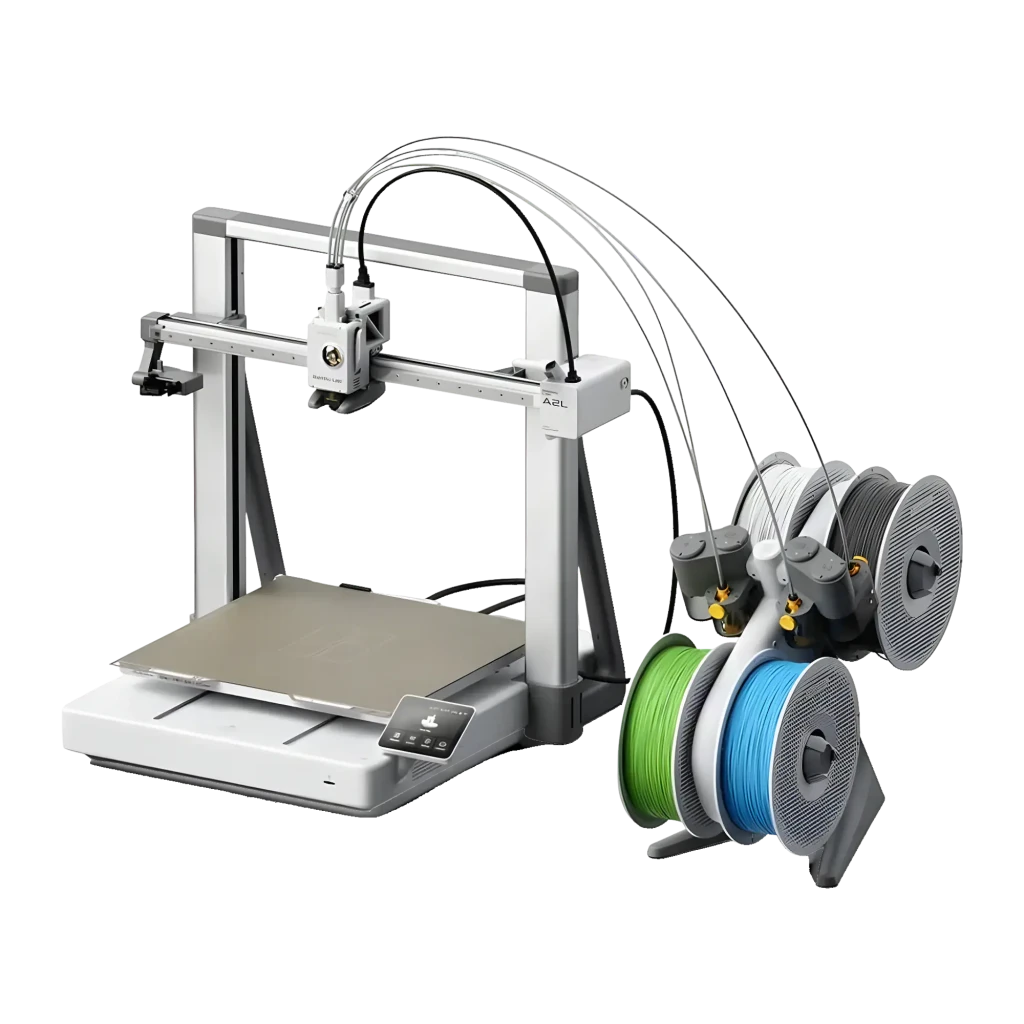 Impresora 3D Bambu Lab A2L Combo AMS Lite con 4 bobinas, extrusión FDM multicolor, chasis metálico abierto, pantalla táctil y alta velocidad de 500 mm/s - Ítem4