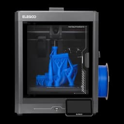 Impresora 3D Elegoo Centauri Carbon 2 FDM CoreXY 500mm/s con marco cerrado gris, carrete lateral azul, gran volumen y pantalla táctil frontal