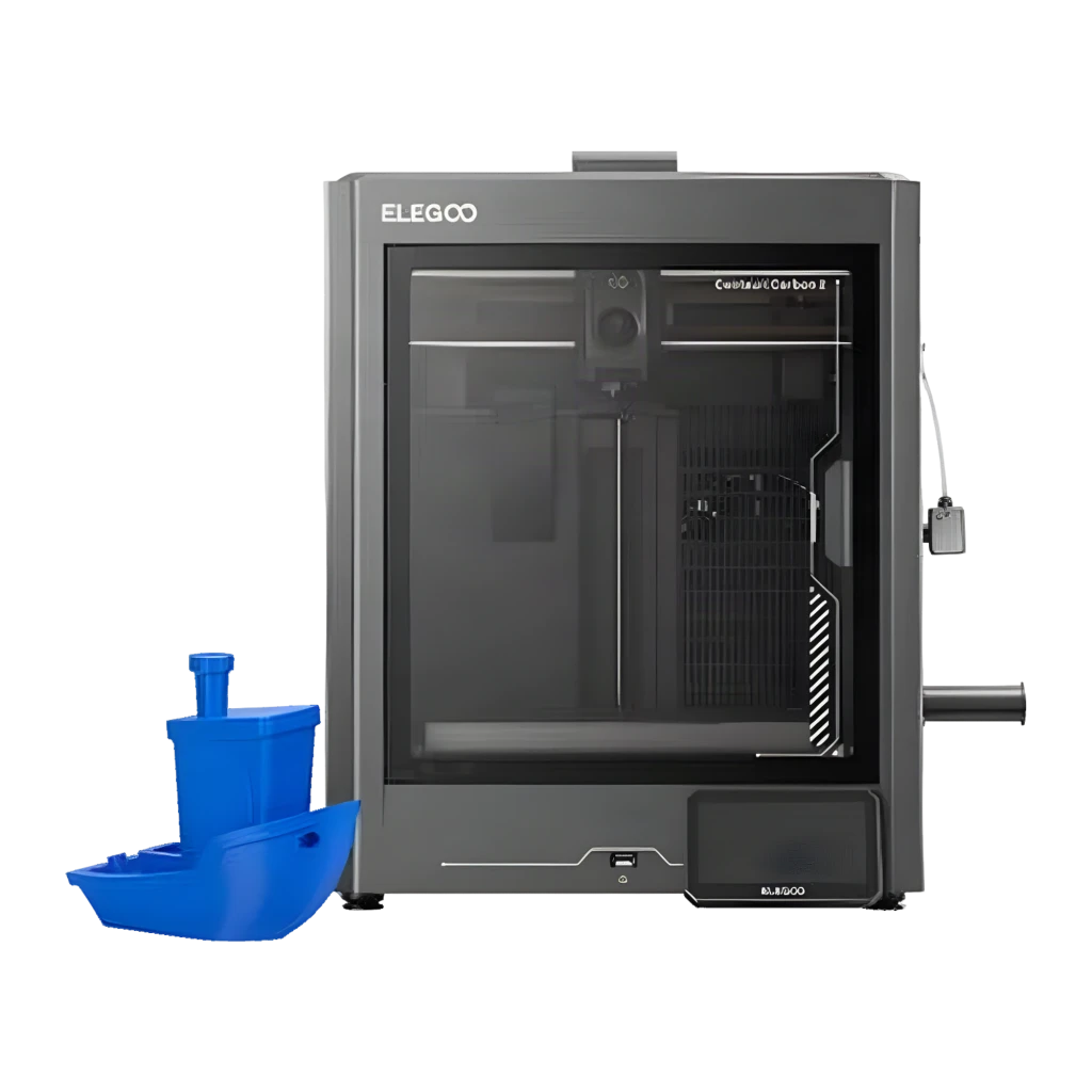 Impresora 3D Elegoo Centauri Carbon 2 CoreXY con chasis cerrado, pantalla táctil inclinada y portabobinas lateral con filamento azul, velocidad 500 mm/s - Ítem5