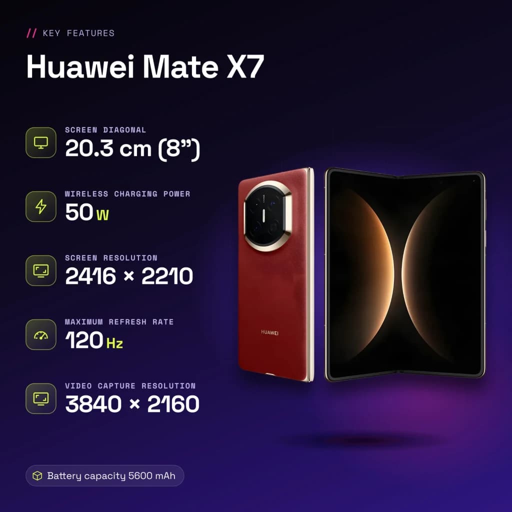 Huawei Mate X7 12GB/512GB Rojo 8 pulgadas OLED Plegable - características