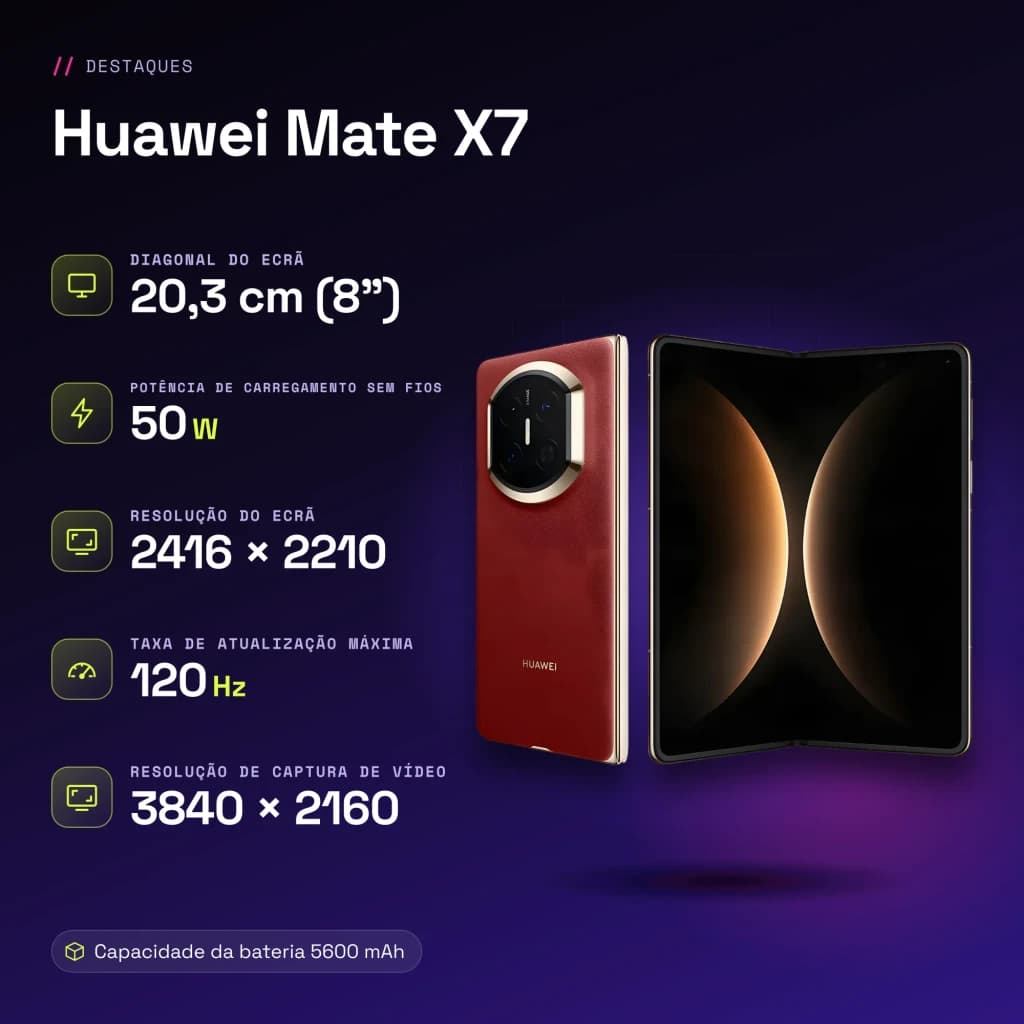 Huawei Mate X7 12GB/512GB Rojo 8 pulgadas OLED Plegable - características