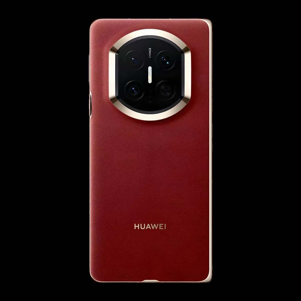 Huawei Mate X7 12GB/512GB Rojo 8 pulgadas OLED Plegable, trasera: módulo de cámaras circular dorado y textura de cuero rojo