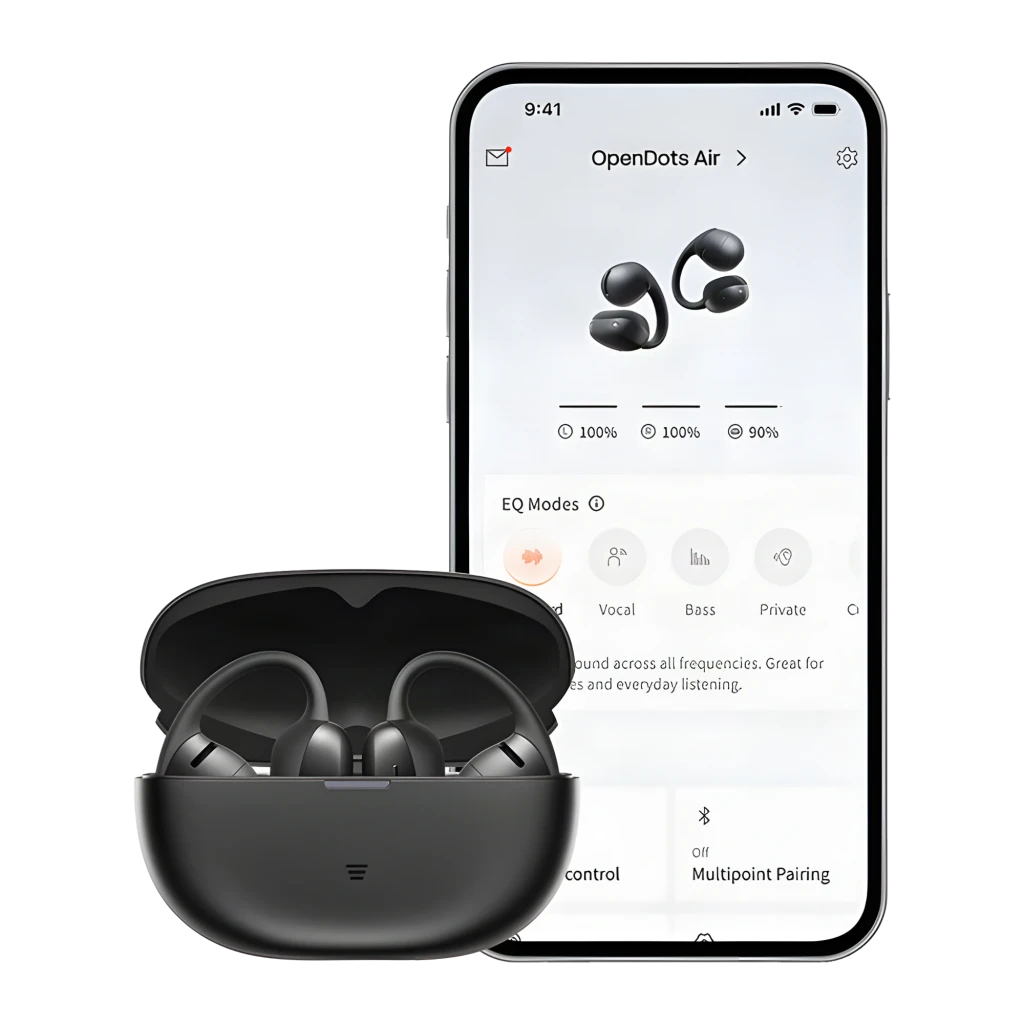 Auriculares SHOKZ OpenDots Air Open-Ear Bluetooth 6.1 negros con estuche compacto; diseño abierto, cuatro cápsulas ergonómicas y acabado mate; autonomía 36 - Ítem6