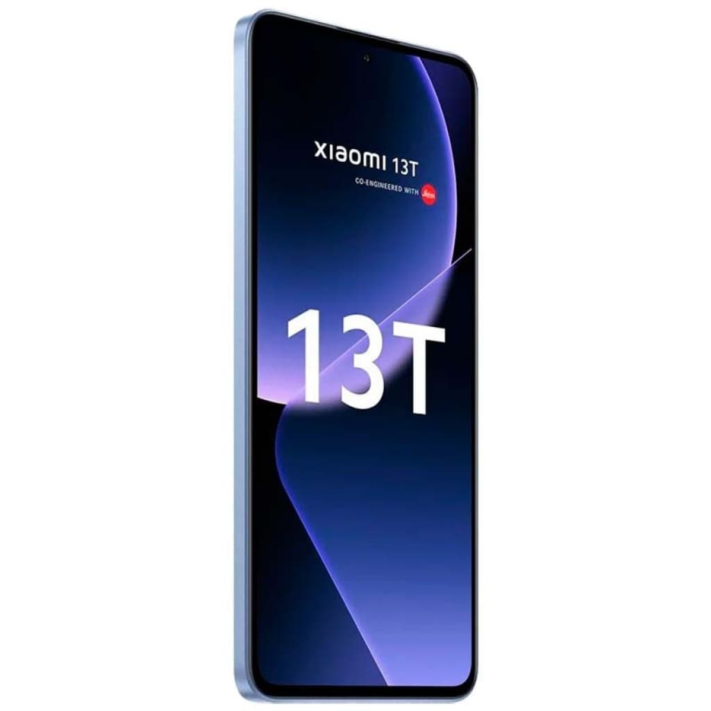 Xiaomi 13T 5G azul, 8GB/256GB, pantalla amplia con diseño curvo sutil y biseles delgados, cámara Leica destacada, renovado en estado excelente