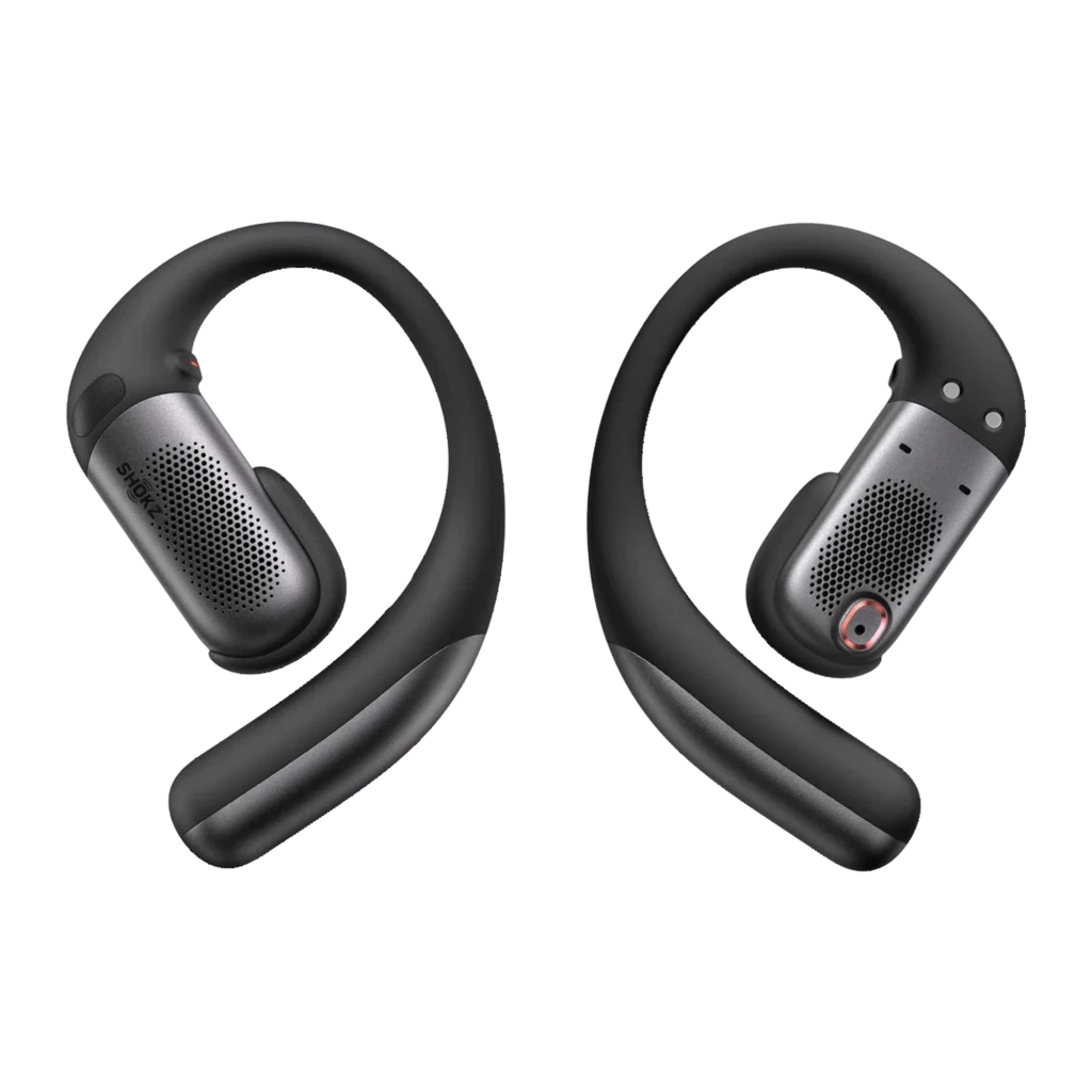 Auriculares Shokz OpenFit Pro negros de diseño open-ear con ganchos ergonómicos, rejilla metálica en cada cápsula y estuche de carga compacto y mate - Ítem6