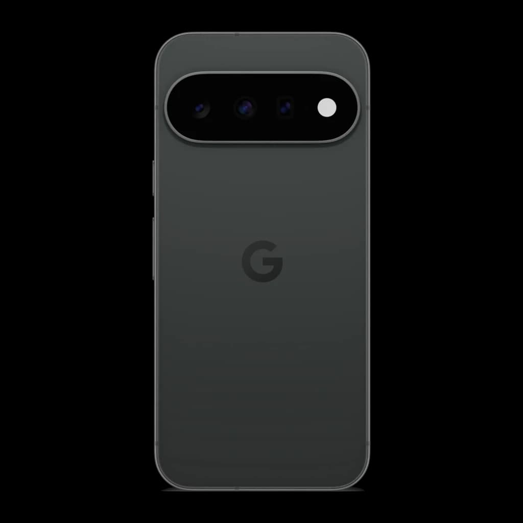 Module caméra arrière du Google Pixel 11 5G en obsidienne, triple capteur horizontal avec flash LED, design minimaliste noir mat