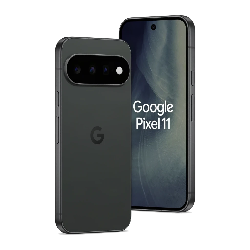 Smartphone Google Pixel 11 5G em obsidiana, tela OLED 6,3 polegadas 120 Hz, câmera traseira tripla em módulo horizontal e furo central para câmera frontal - Item1