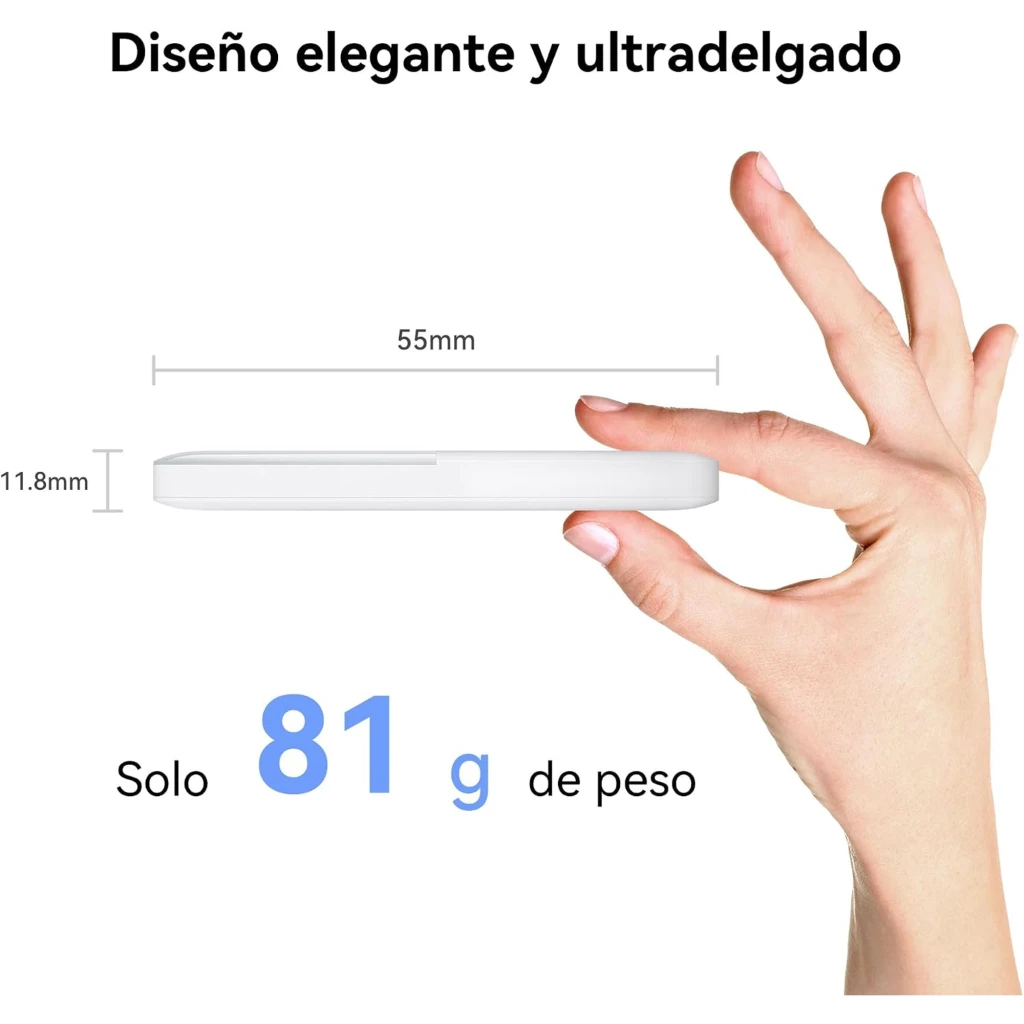 Routeur portable Huawei E5586-326 blanc, boîtier bicolore compact avec voyants LED pour signal, messages et batterie, WiFi 2,4 GHz 4G LTE Cat 4 - Ítem5