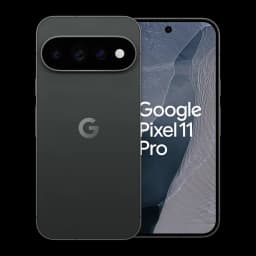 Google Pixel 11 Pro 5G en obsidiana con pantalla perforada, módulo trasero triple en barra horizontal, cuerpo mate oscuro y bordes rectos elegantes