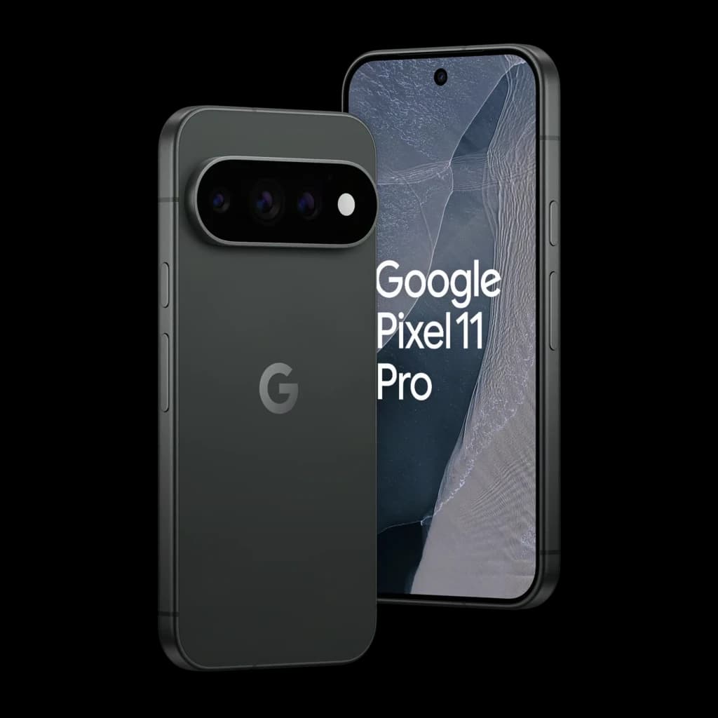 Google Pixel 11 Pro 5G en obsidiana, cuerpo mate, pantalla perforada sin marcos, módulo trasero triple con 48 MP y zoom 5x, 12 GB RAM, 256 GB almacenamiento