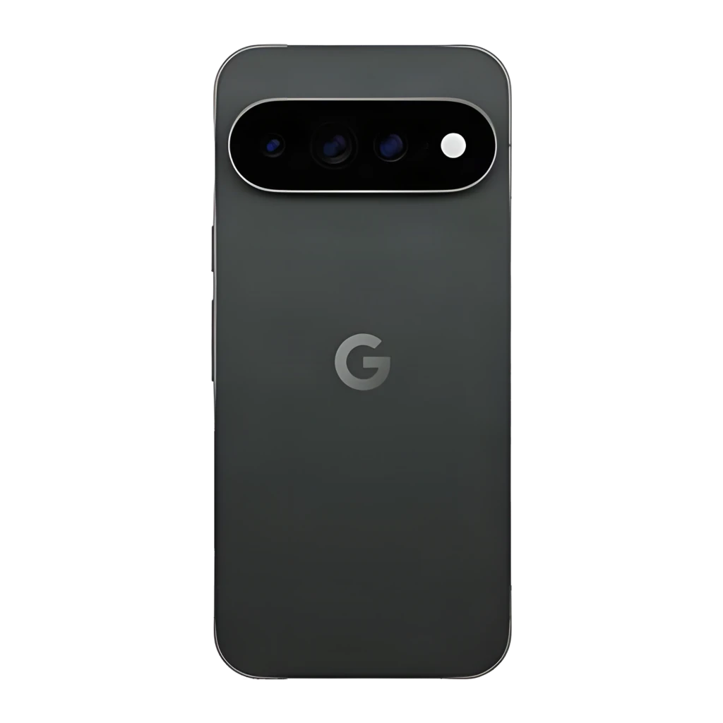 Smartphone Google Pixel 11 Pro XL em obsidiana, tela ampla com furo central, módulo traseiro com três câmeras e logotipo G ao centro - Item5